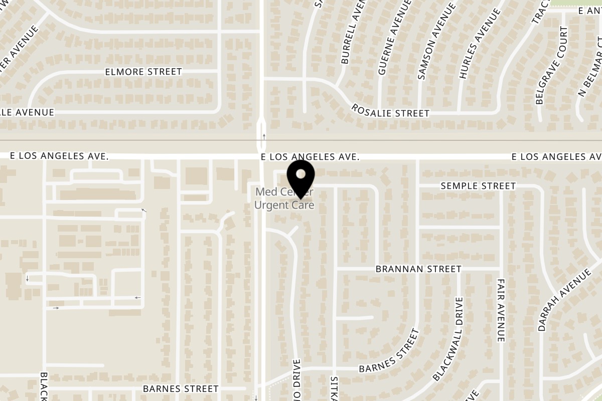 Map showing the location of El Huarache de Mexico on 1960 Sequoia Ave Unit 7 in Simi Valley